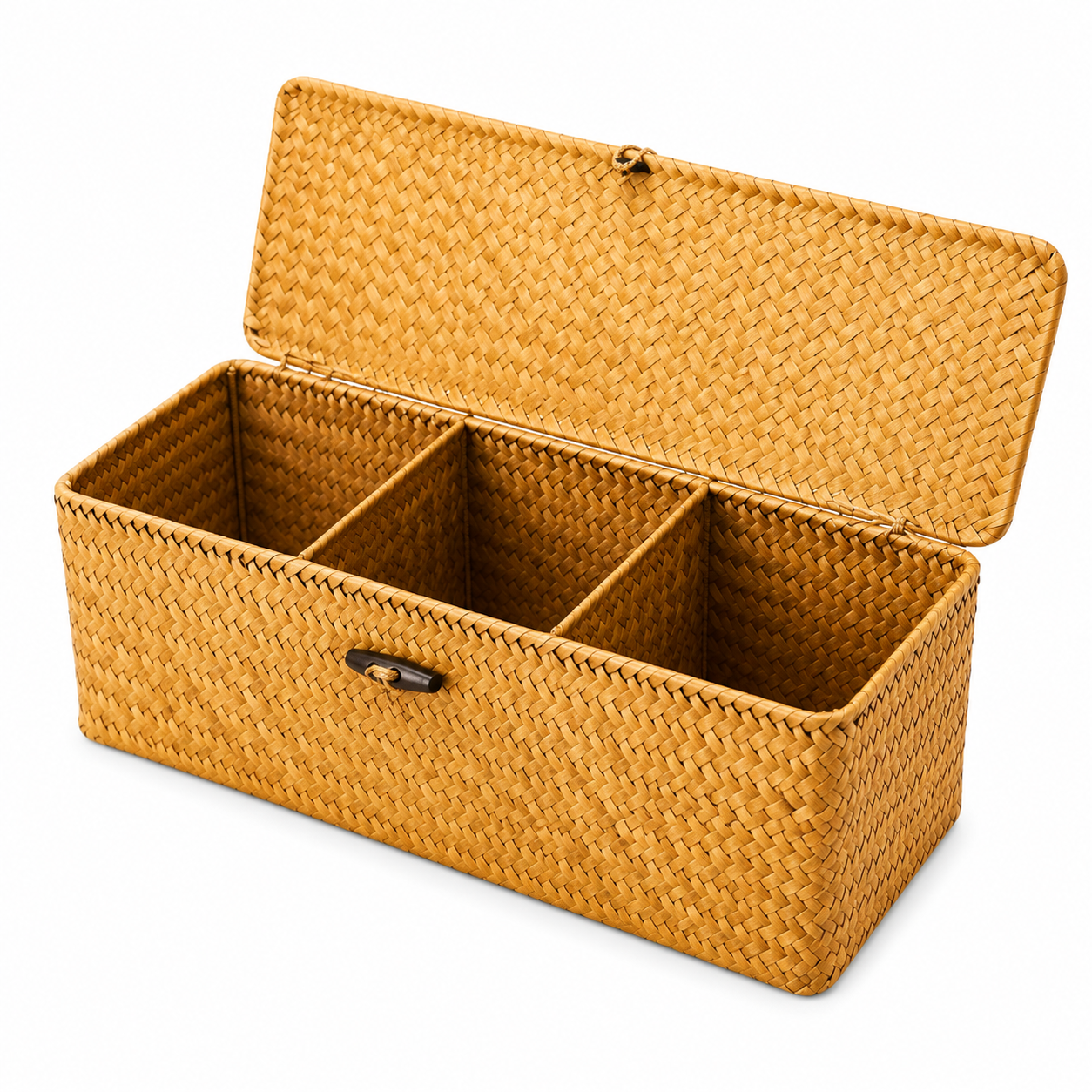 Handwoven Rectangular Storage Basket with Divider