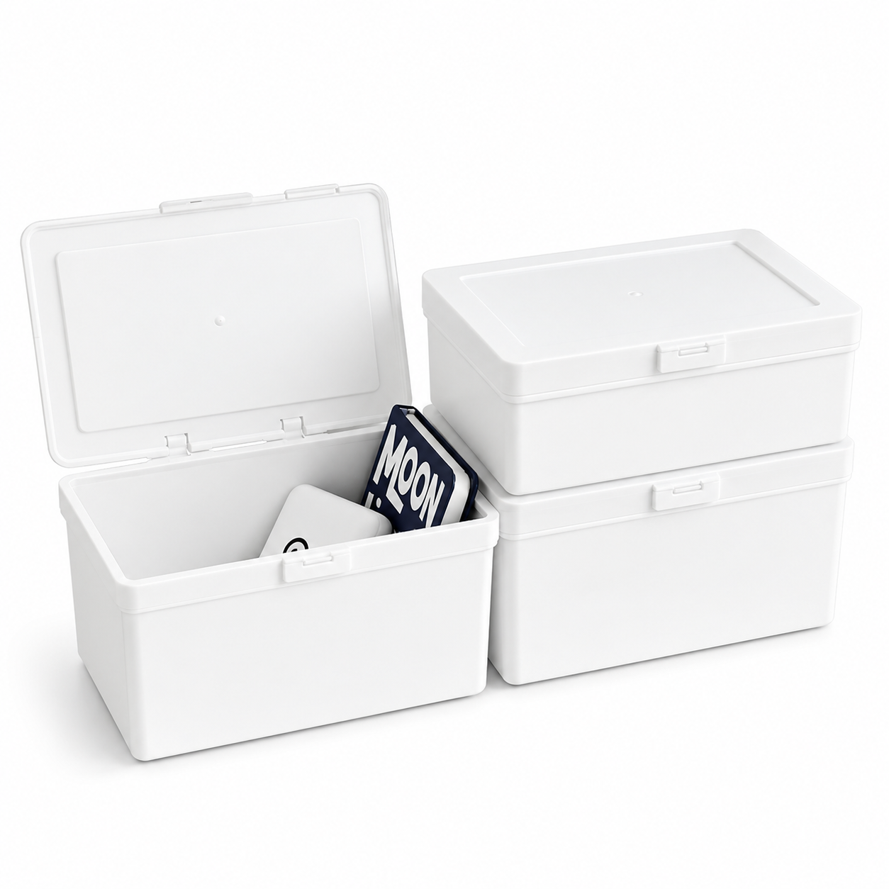 White Dustproof Storage Box with Lid – Stackable Organizer
