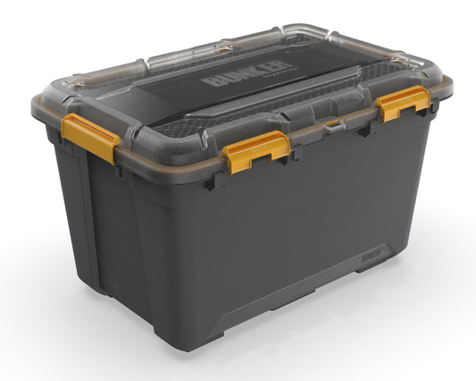 19.8 Gallon Large Gasket Tote, IP68 Waterproof Plastic Storage Bin with Lid, Gasket Seal and Durable Latches, Gray