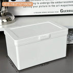 White Dustproof Storage Box Stackable Sundries Storage Organizer with Cover Stationery Storage Case Home Organization Holder