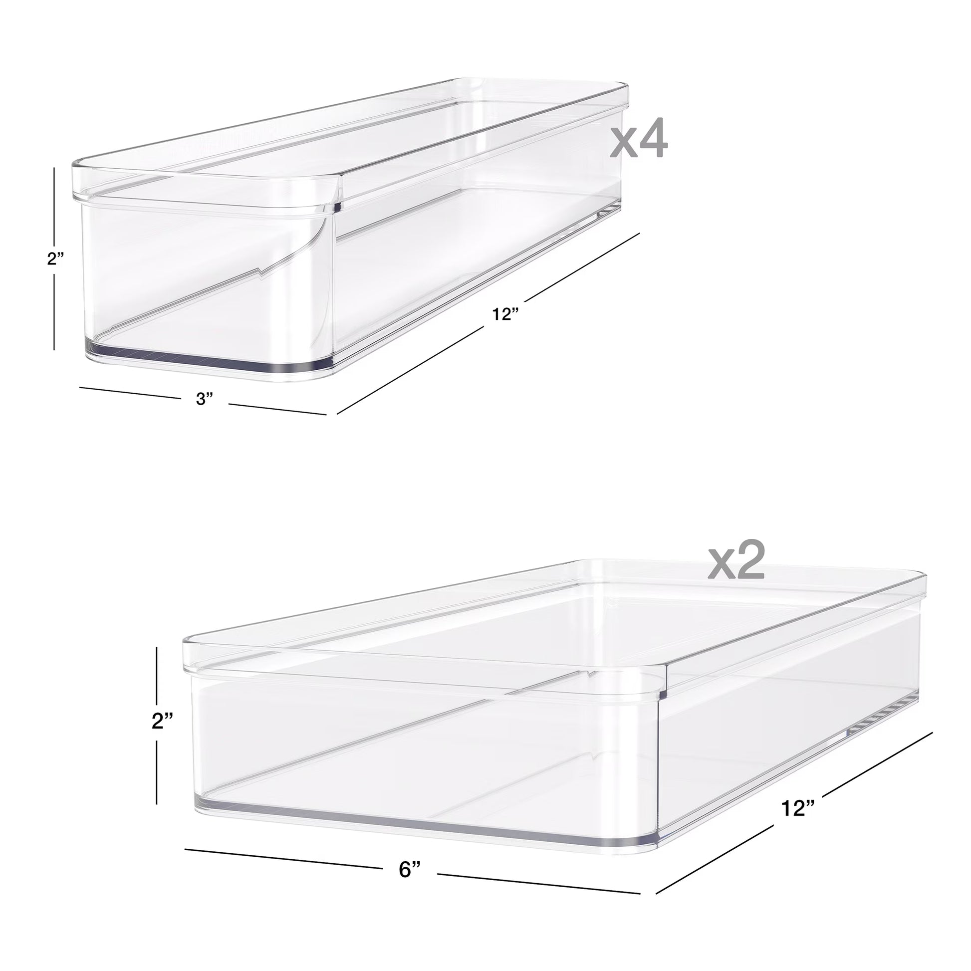 6-Piece Clear Plastic Drawer Storage Organizer Set, Kitchen, Desk and Bathroom Drawer Organizer Bins for Home Organization
