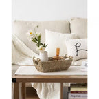 Small Wicker Baskets Handwoven for Storage, Seagrass Rattan with Wooden Handles, Set of 2