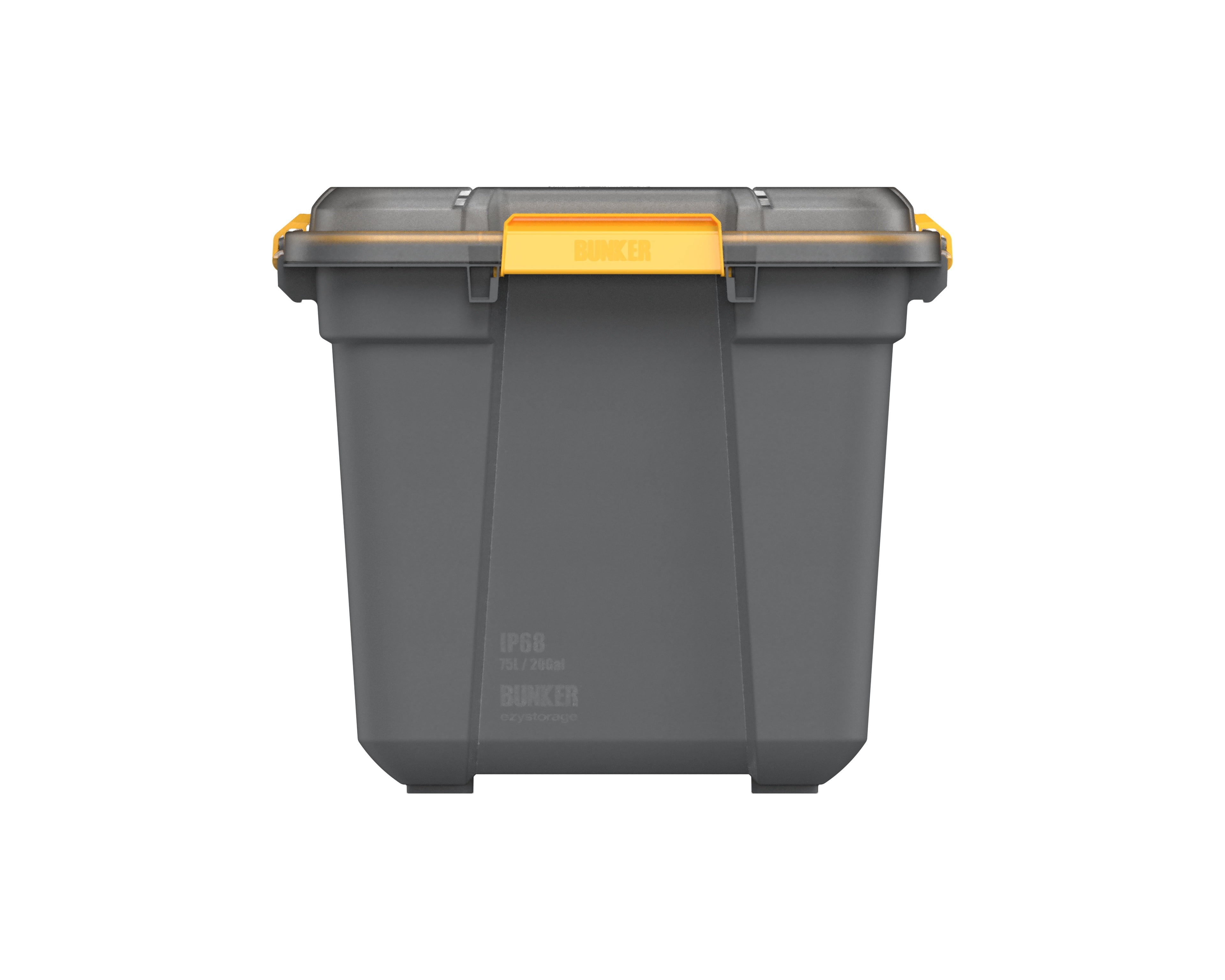 19.8 Gallon Large Gasket Tote, IP68 Waterproof Plastic Storage Bin with Lid, Gasket Seal and Durable Latches, Gray