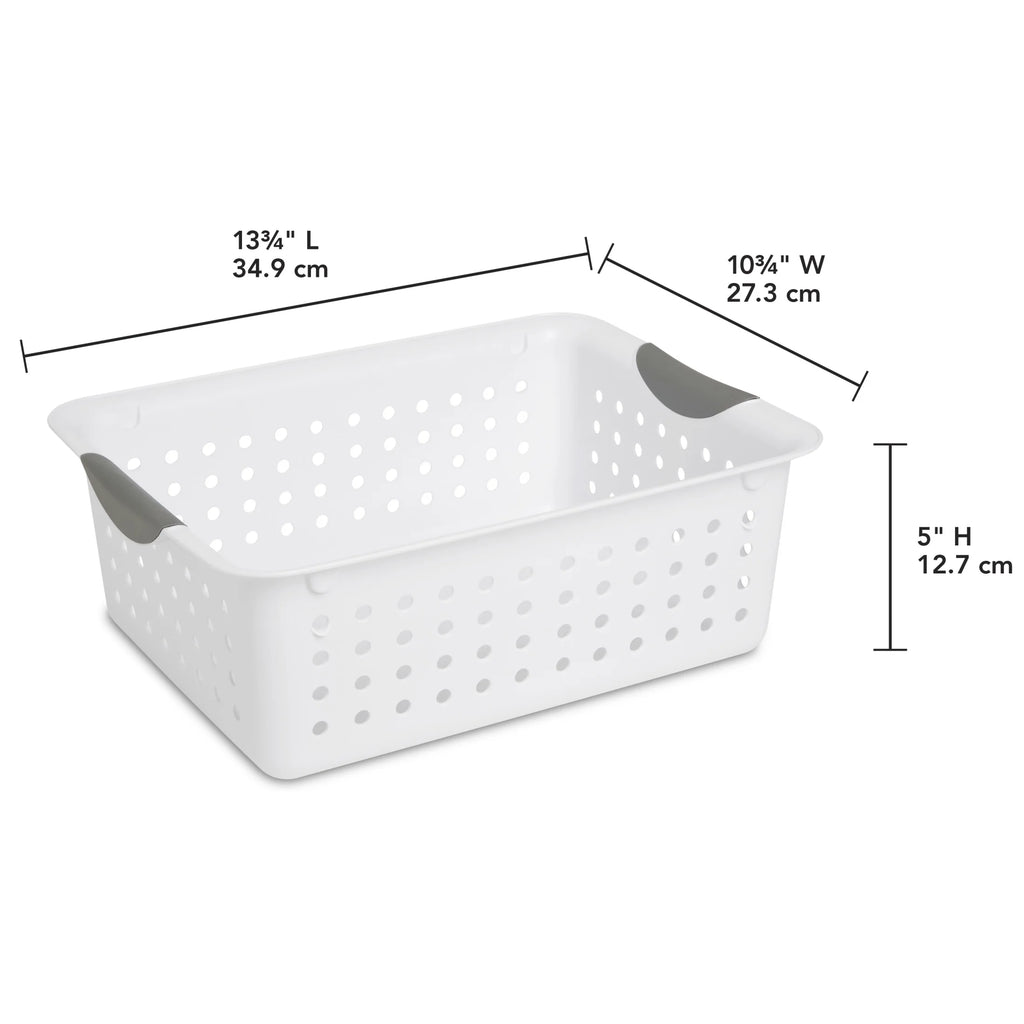 Medium Ultra™ Basket, Open Plastic Storage Bin, Organization Solution, White