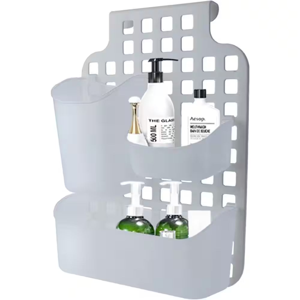 Versatile over Cabinet/Door Storage Organizer with Interchangeable Baskets for Shower Caddy 3In. White