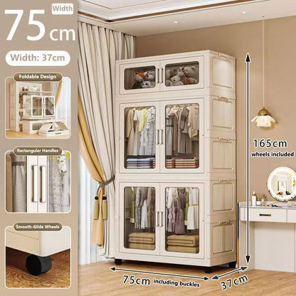 Foldable Dustproof Wardrobe Multi Scene Storage Cabinet Home Organization Closet & Kitchen Solution Versatile Compact Storage