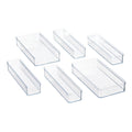 6-Piece Clear Plastic Drawer Storage Organizer Set, Kitchen, Desk and Bathroom Drawer Organizer Bins for Home Organization