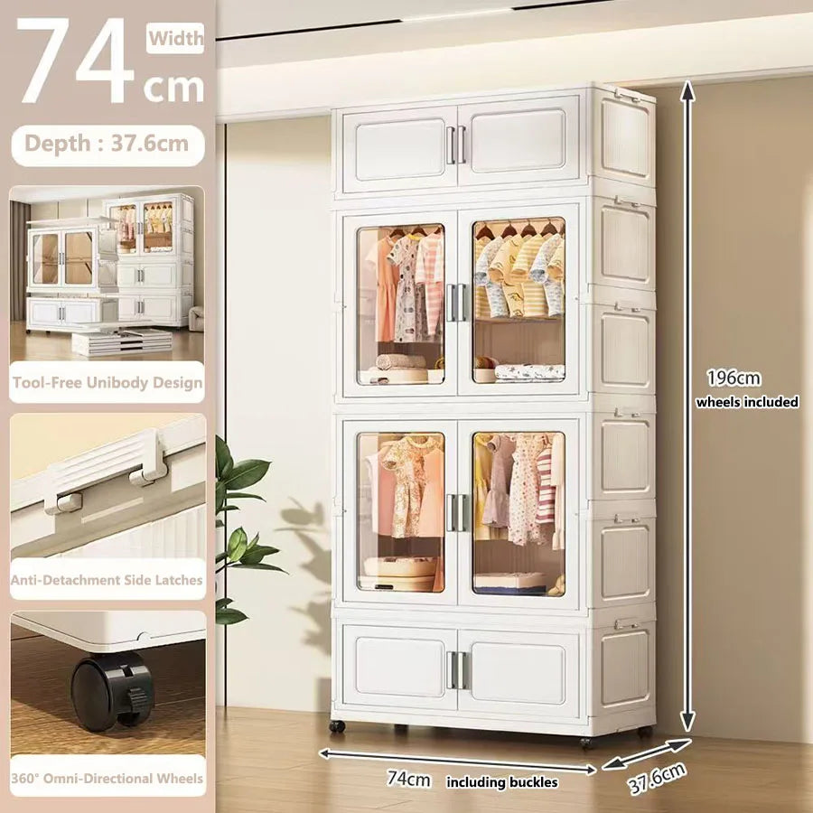 Foldable Dustproof Wardrobe Multi Scene Storage Cabinet Home Organization Closet & Kitchen Solution Versatile Compact Storage