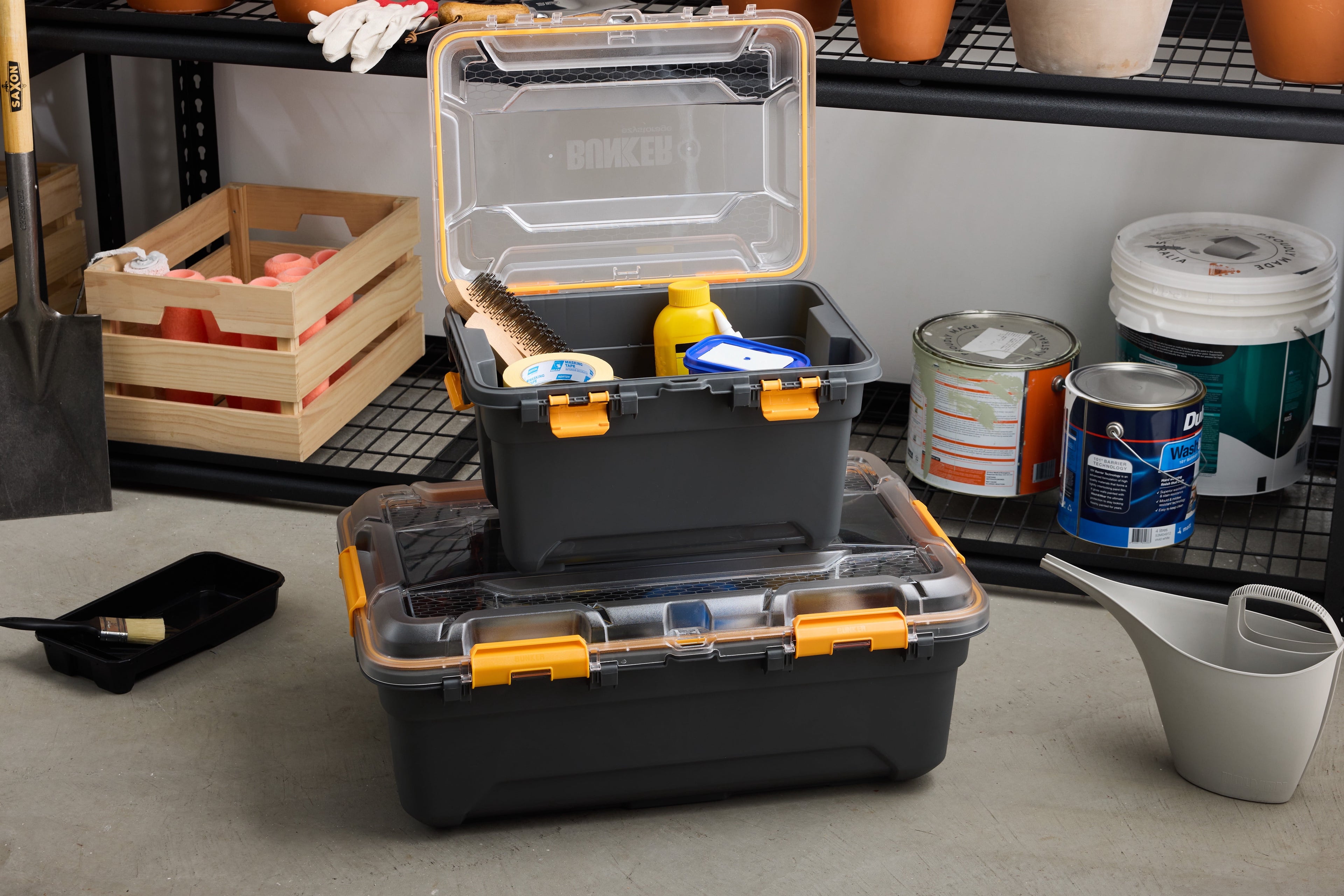19.8 Gallon Large Gasket Tote, IP68 Waterproof Plastic Storage Bin with Lid, Gasket Seal and Durable Latches, Gray