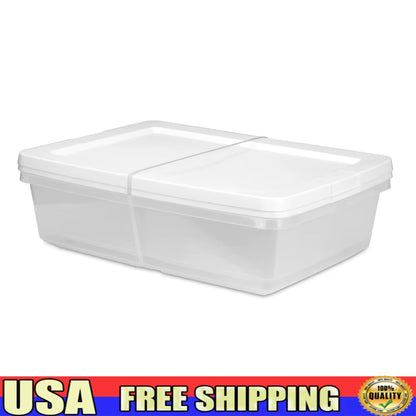 28 Quart Clear Plastic Storage Bins Set of 2 with Snap-On Lid Efficient Home Organization and Space Saving