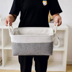 White & Grey 9.8 In. X 6.7 In. Fabric Collapsible Storage Bins Set of 3 for Home Organization