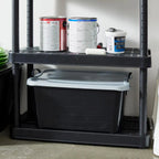 55 Qt Stackable Home Organization Lidded Storage Container in Black, (6 Pack)