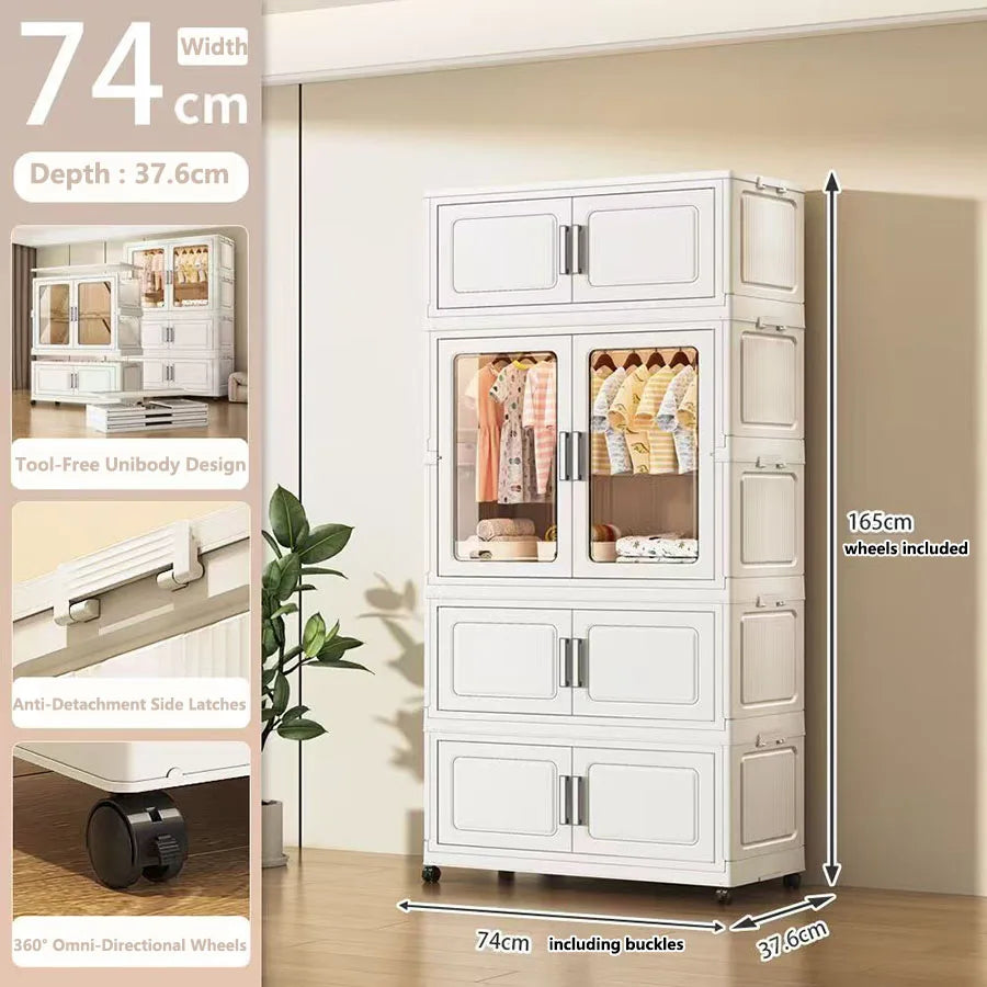 Foldable Dustproof Wardrobe Multi Scene Storage Cabinet Home Organization Closet & Kitchen Solution Versatile Compact Storage