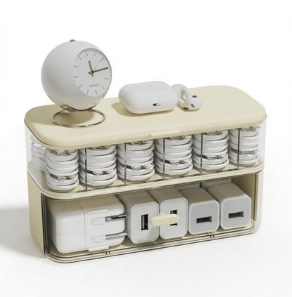 Desktop Cable and Cord Organizer Box with Lid