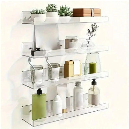 1/2Pcs 11.8Inch Clear Acrylic Shelves, Wall Mounted Storage for Kitchen, Bathroom, Office - Home Organization and Decor