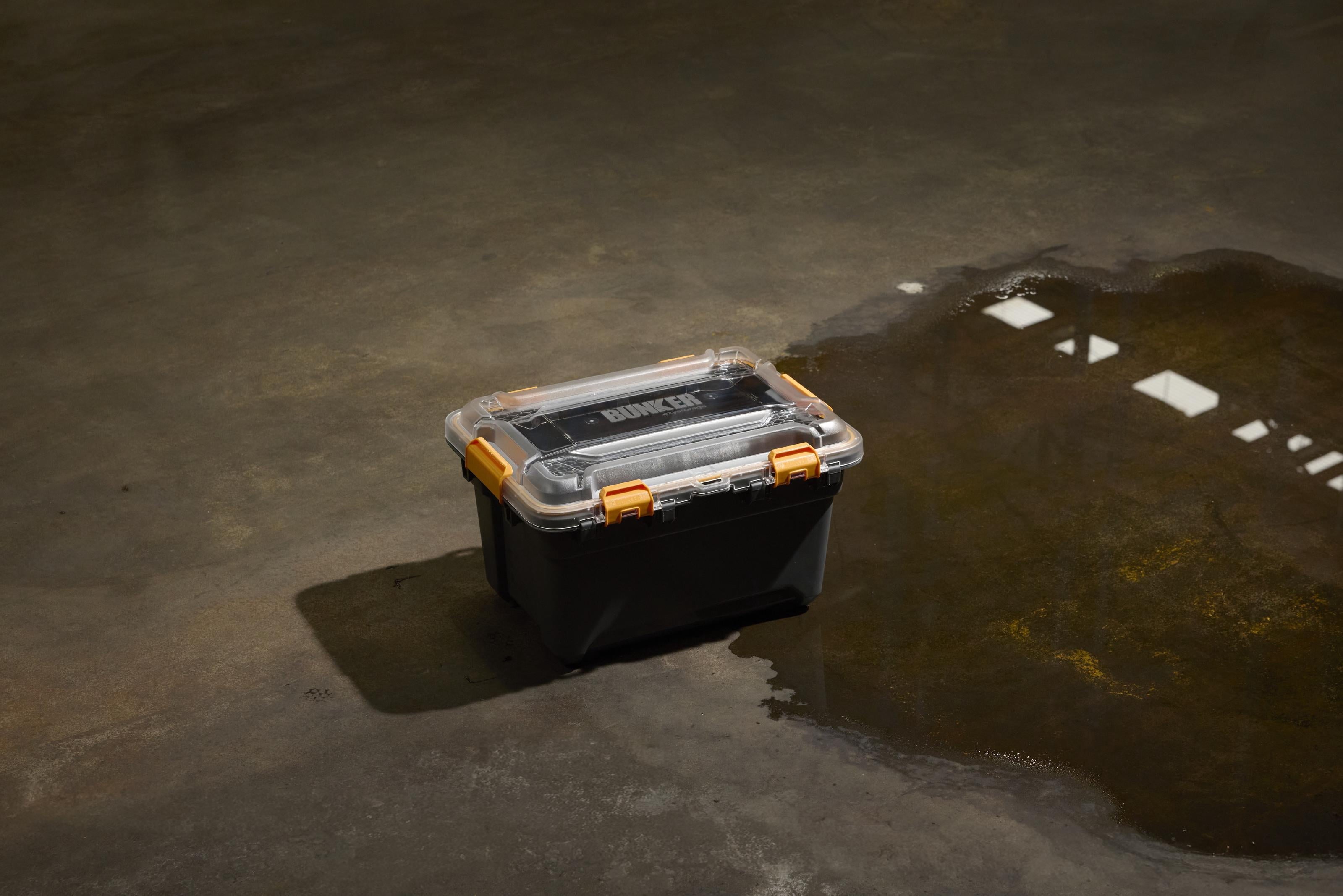19.8 Gallon Large Gasket Tote, IP68 Waterproof Plastic Storage Bin with Lid, Gasket Seal and Durable Latches, Gray