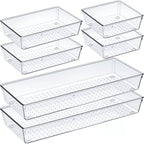 60/6/9/12Pack Drawer Organizers Clear Plastic Tub Containers for Bathroom Dressing Table Storage, Home Organization Makeup Kit