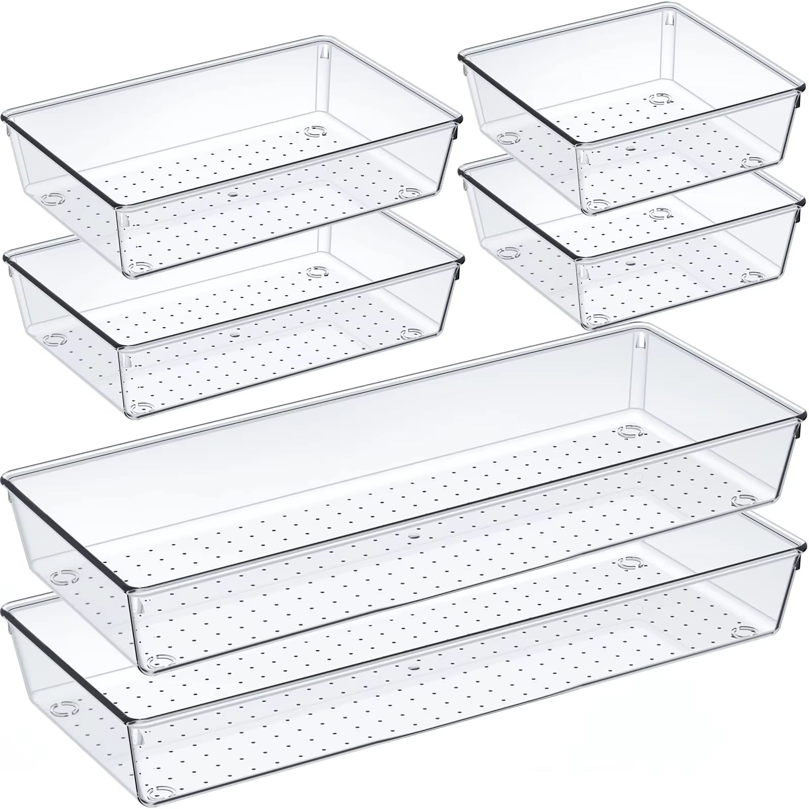 60/6/9/12Pack Drawer Organizers Clear Plastic Tub Containers for Bathroom Dressing Table Storage, Home Organization Makeup Kit