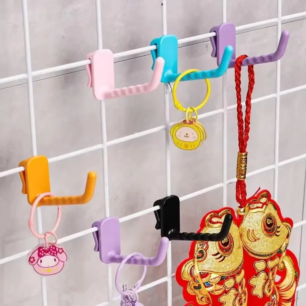 50/5PCS Supermarket Mesh Panel Hooks Color Multi-Purpose Display Racking Storage Hook Wall-Mounted Key Hangers Home Organization