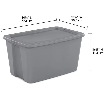 30 Gallon Plastic Storage Box Stackable with Snap-On Lid for Home Organization