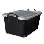 55 Qt Stackable Home Organization Lidded Storage Container in Black, (6 Pack)