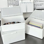White Dustproof Storage Box Stackable Sundries Storage Organizer with Cover Stationery Storage Case Home Organization Holder